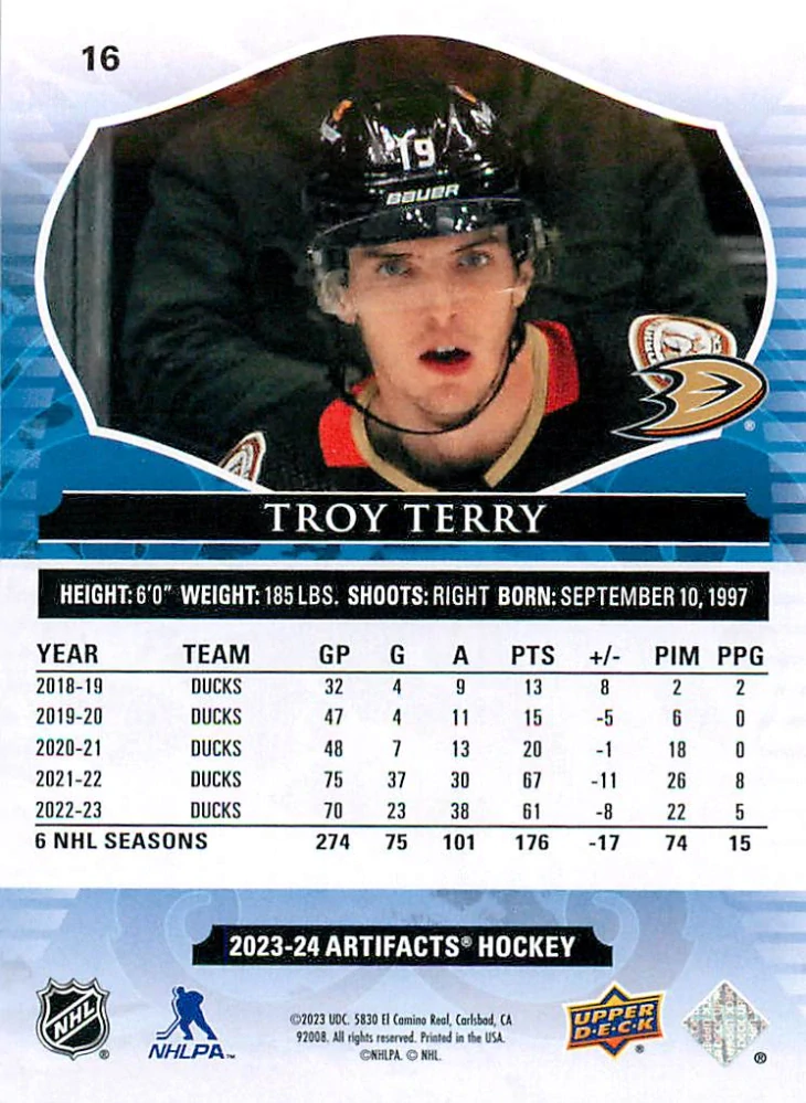 2023-24 UD Artifacts - Troy Terry - Copper /299 #16