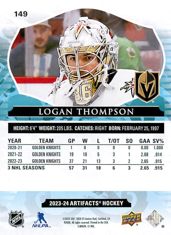 2023-24 UD Artifacts - Logan Thompson - Autumn /75 #149