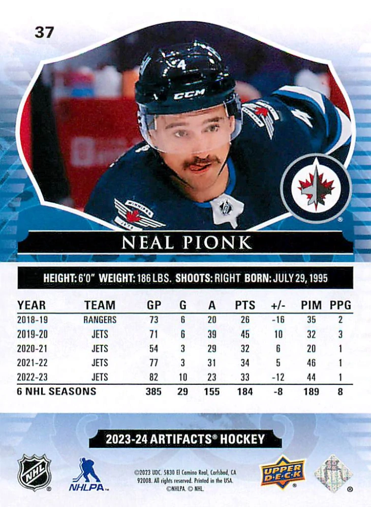 2023-24 UD Artifacts - Neal Pionk - Pink /35 #37