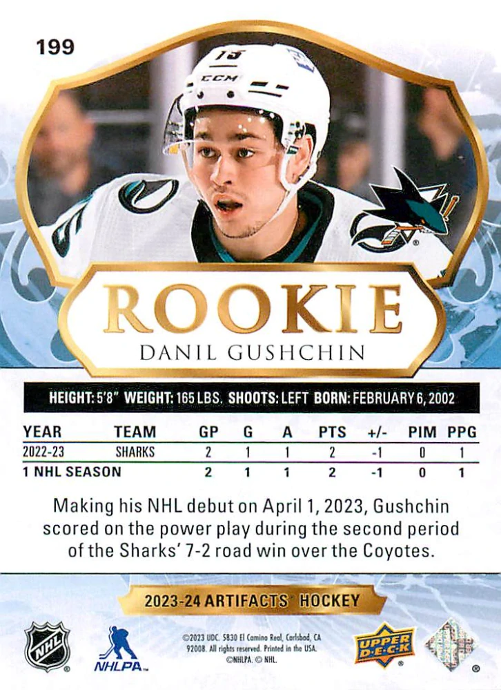 2023-24 UD Artifacts - Danil Gushchin - Rookie Pink /35 #199