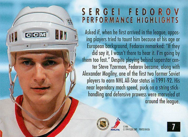 1994-95 Fleer Ultra - Sergei Fedorov - Performance Highlights #7