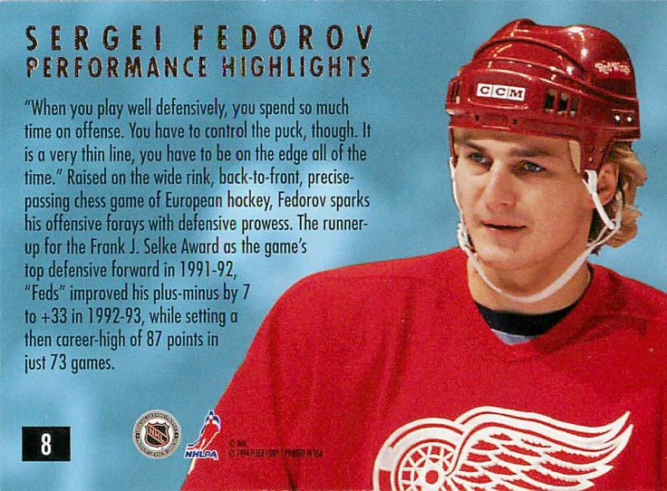 1994-95 Fleer Ultra - Sergei Fedorov - Performance Highlights #8