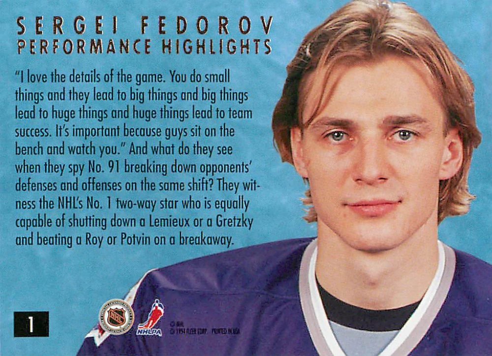 1994-95 Fleer Ultra - Sergei Fedorov - Performance Highlights #1
