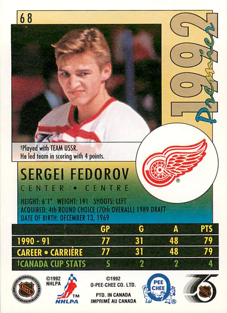 1991-92 O-Pee-Chee Premier - Sergei Fedorov #68