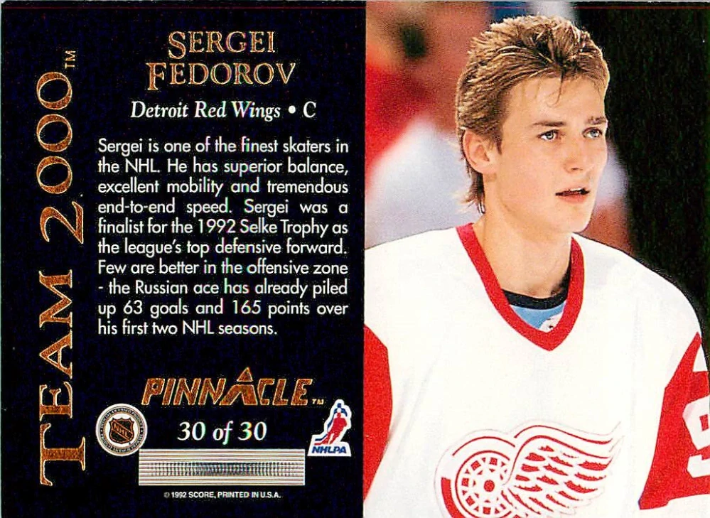 1992-93 Pinnacle - Sergei Fedorov - Team 2000 #30