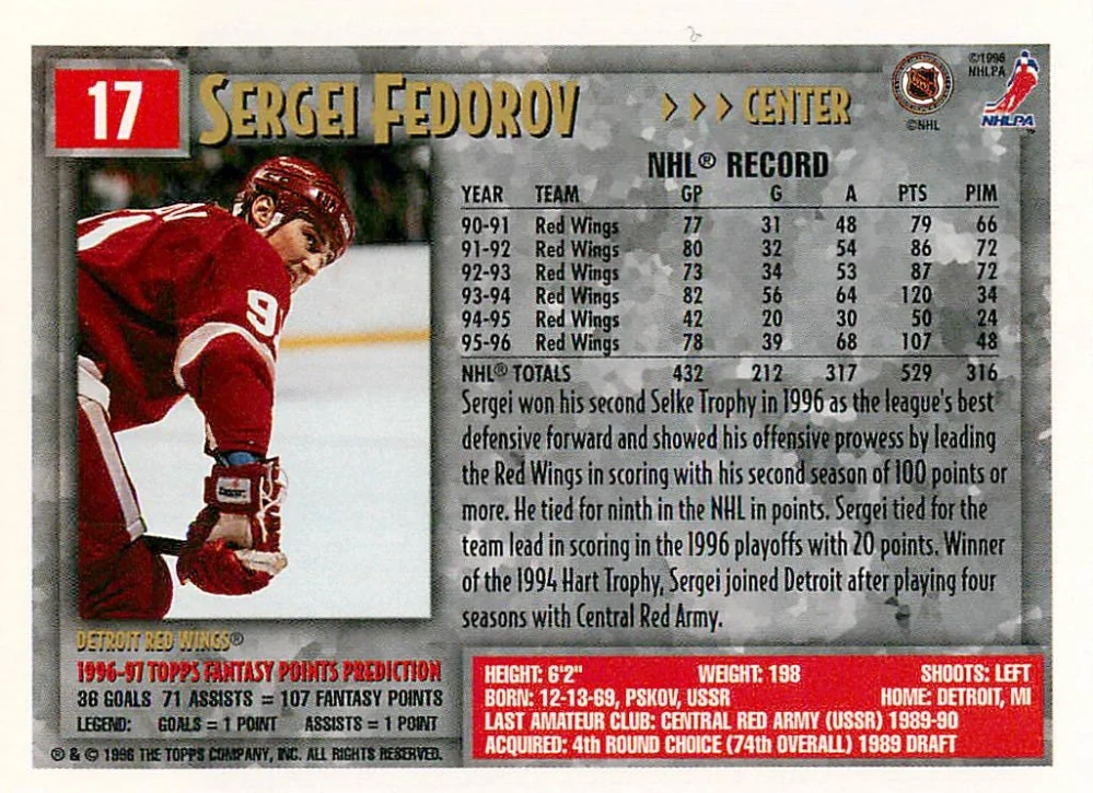 1996-97 Topps NHL Picks - Sergei Fedorov #17