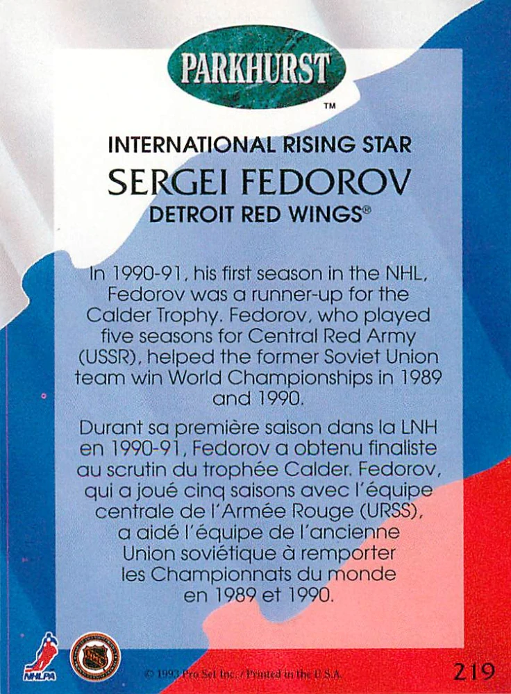 1992-93 Parkhurst - Sergei Fedorov #219