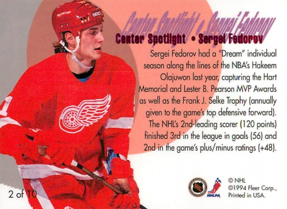 1994-95 Fleer Flair - Sergei Fedorov - Center Spotlight #2