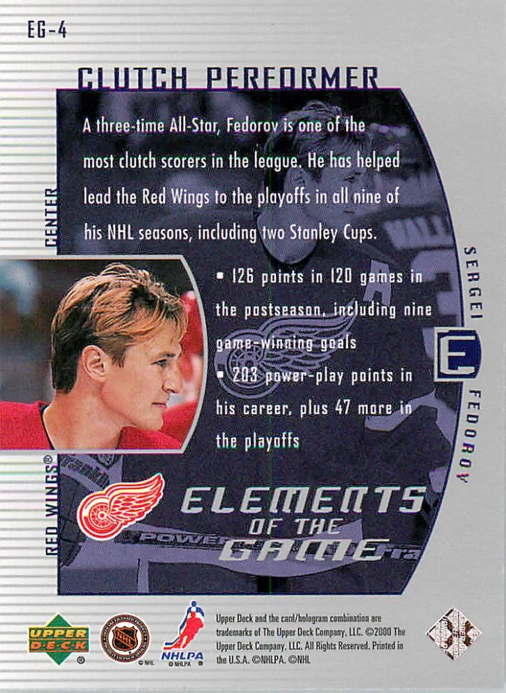 1999-00 UD Wayne Gretzky Hockey - Sergei Fedorov - Elements of the Game #EG-4