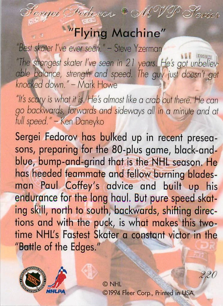 1994-95 Fleer Flair - Sergei Fedorov - MVP Series #220