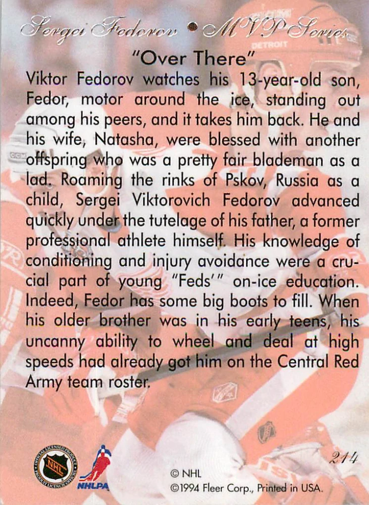 1994-95 Fleer Flair - Sergei Fedorov - MVP Series #214