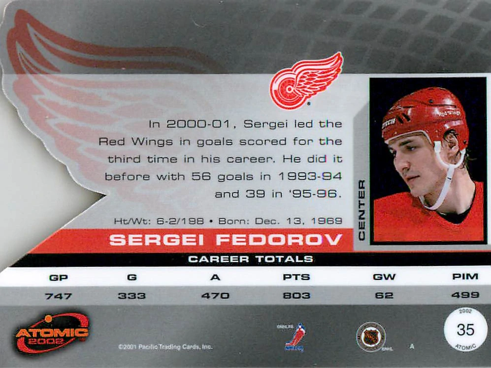 2001-02 Pacific Atomic - Sergei Fedorov #35