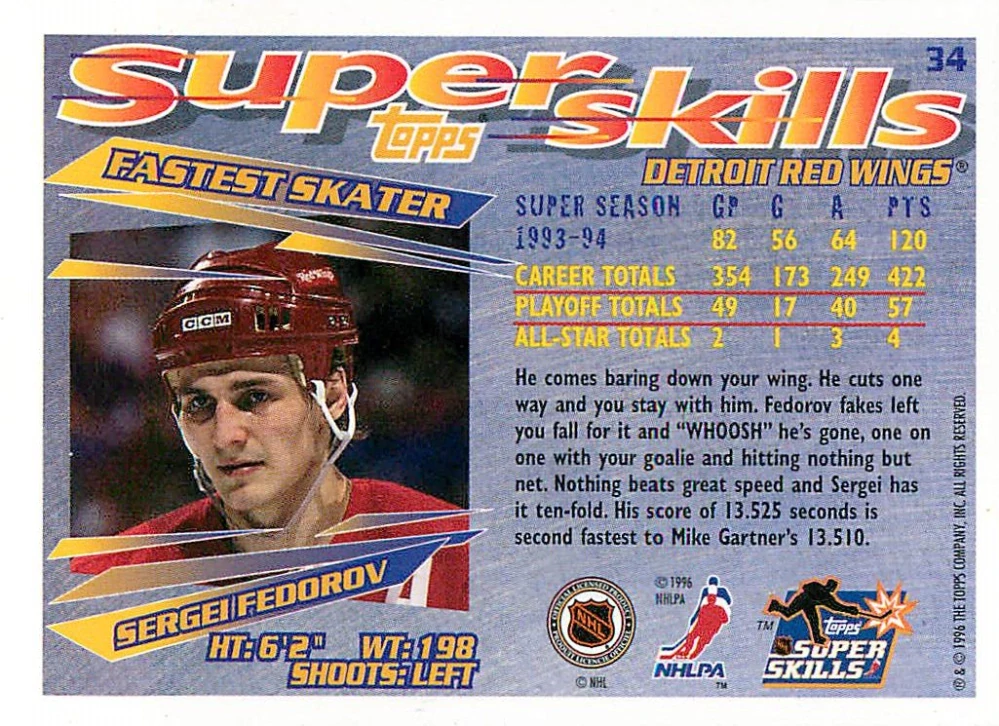 1995-96 Topps - Sergei Fedorov - Super Skills #34