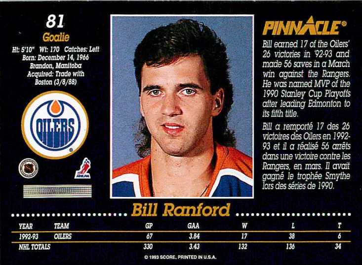 1993-94 Pinnacle - Bill Ranford #81