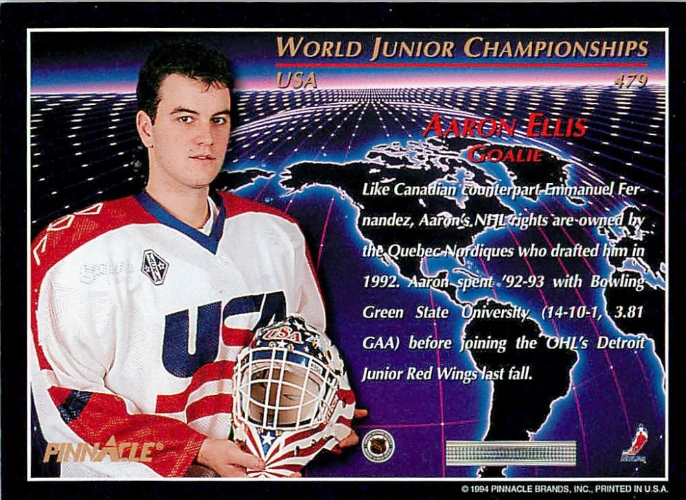 1994-95 Pinnacle - Aaron Ellis - World Junior Championship #479