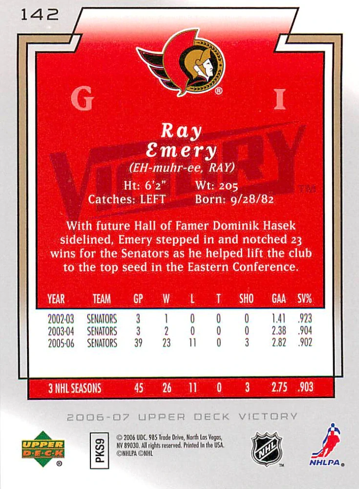 2006-07 UD Victory - Ray Emery #142