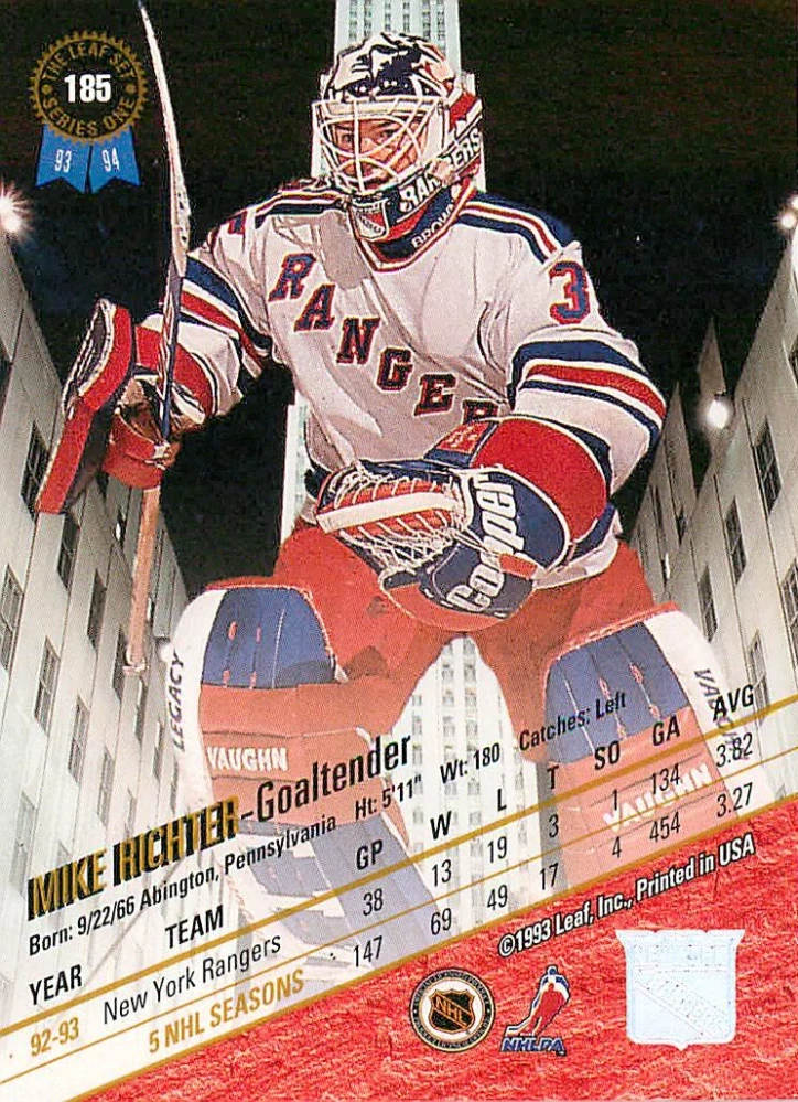 1993-94 Leaf - Mike Richter #185