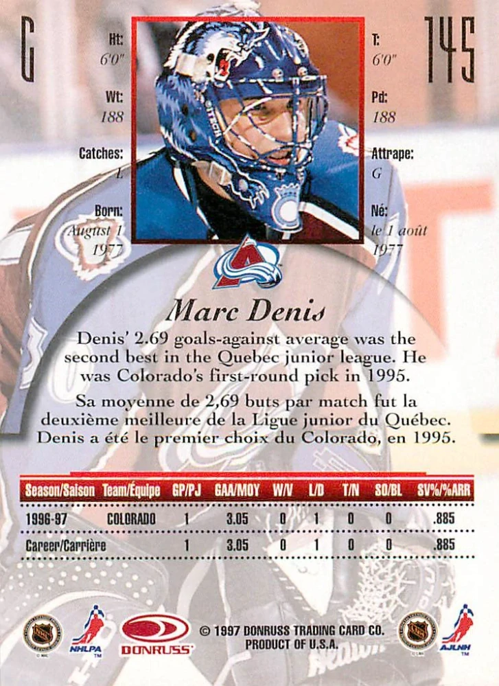 1997-98 Donruss Canadian Ice - Marc Denis #145