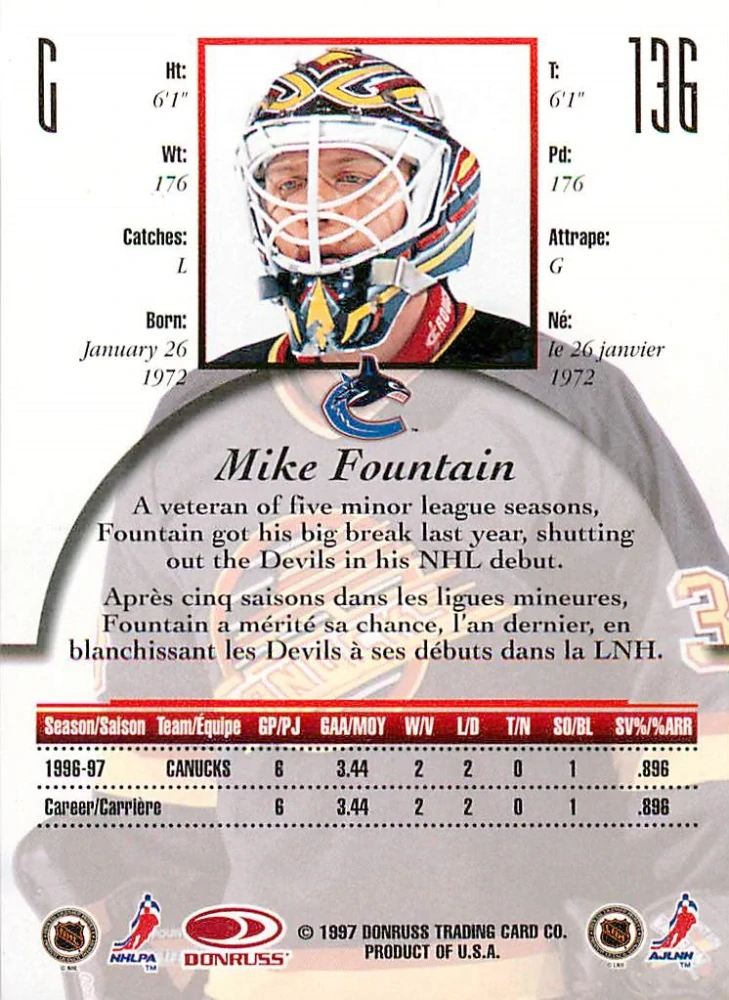 1997-98 Donruss Canadian Ice - Mike Fountain #136