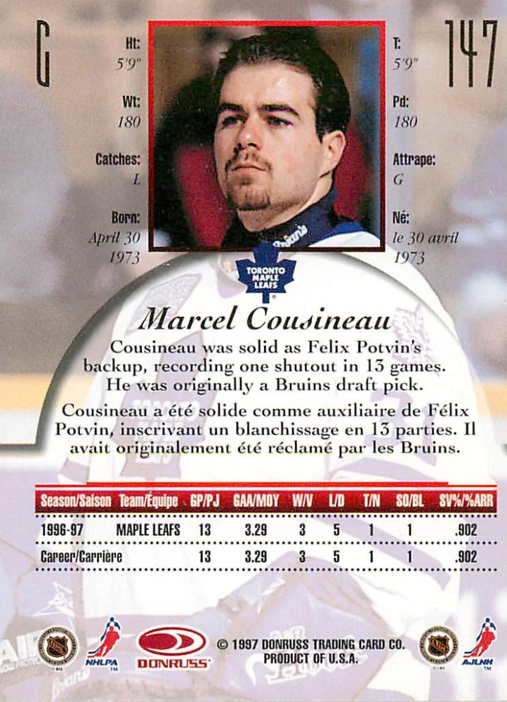1997-98 Donruss Canadian Ice - Marcel Cousineau #147
