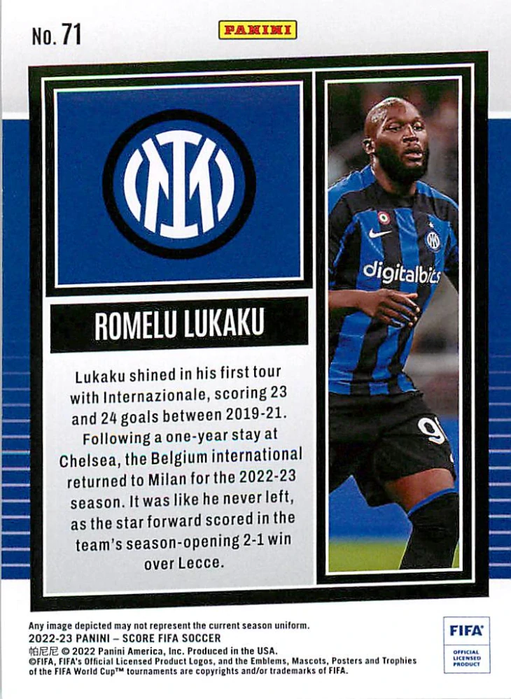 2022-23 Panini Score FIFA - Romelu Lukaku #71