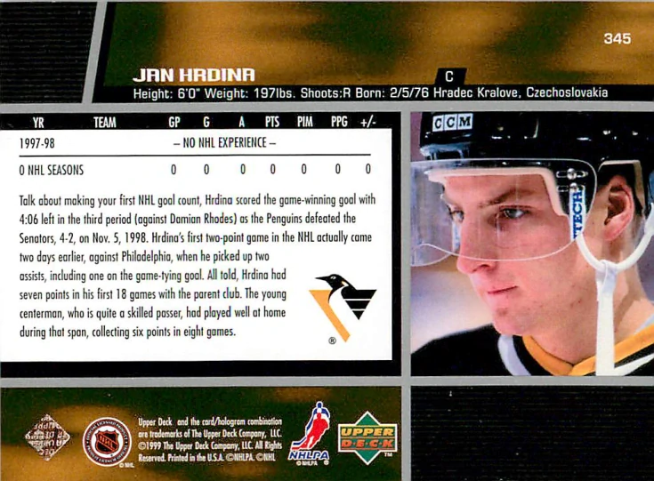 1998-99 UD series 2 - Jan Hrdina #345