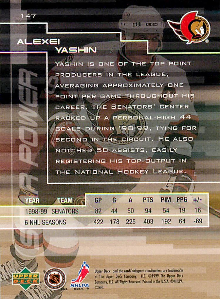 1999-00 UD Gold Reserve - Alexei Yashin - Star Power #147