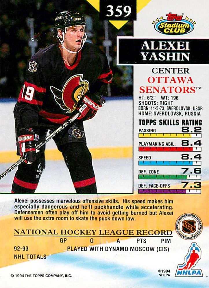 1993-94 Topps Stadium Club - Alexei Yashin #359