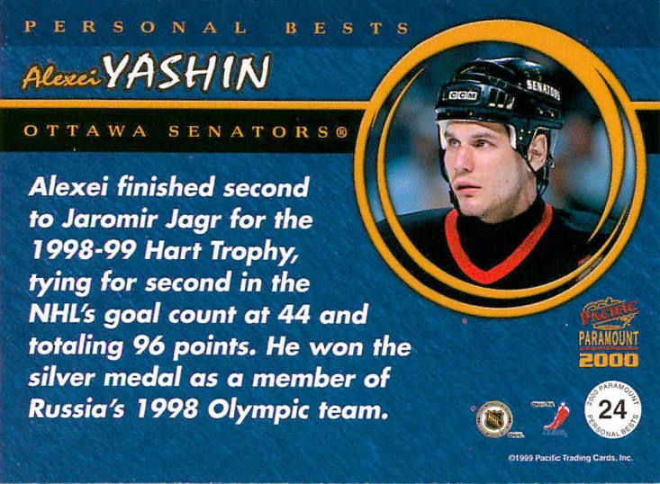 1999-00 Pacific Paramount - Alexei Yashin - Personal Bests #24