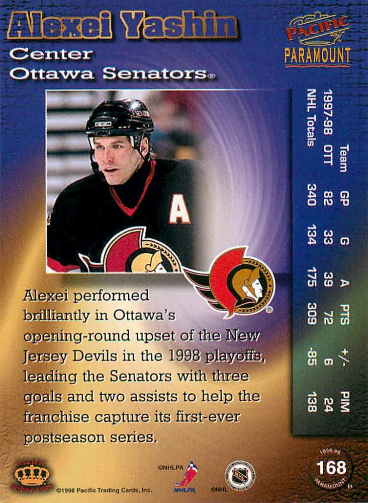 1998-99 Pacific Paramount - Alexei Yashin - Emerald #168