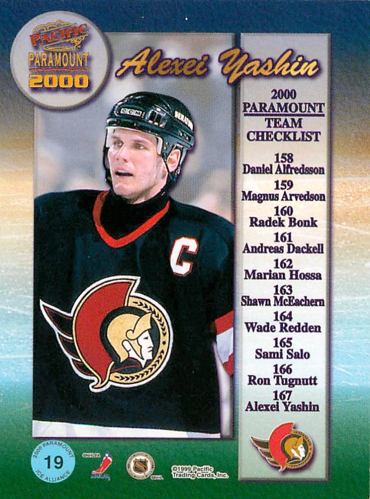 1999-00 Pacific Paramount - Alexei Yashin - Ice Alliance #19