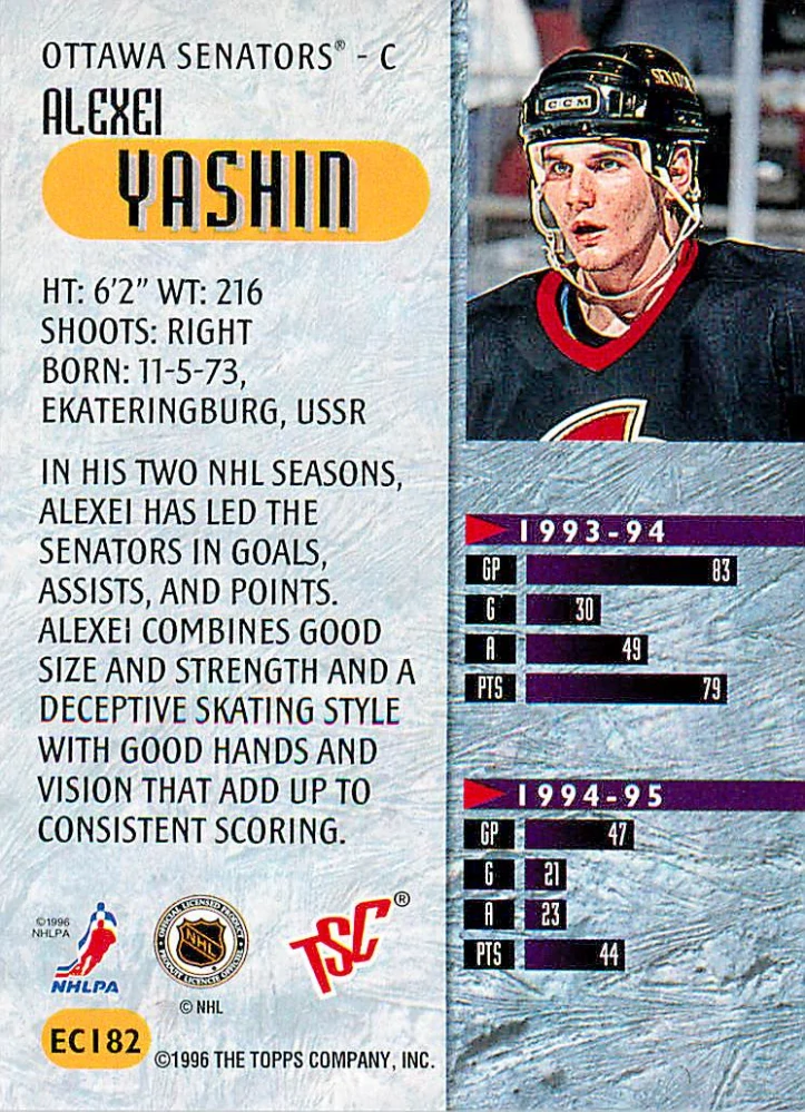 1995-96 Topps Stadium Club - Alexei Yashin - Extreme Corps #EC182