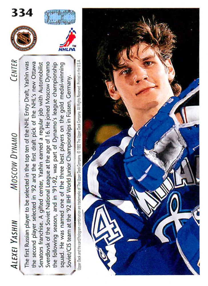 1992-93 UD Series - Alexei Yashin - Russian Stars #334