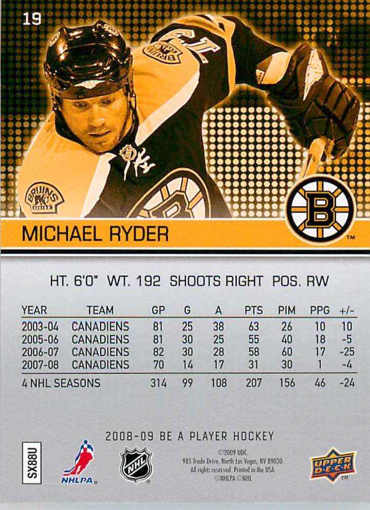 2008-09 UD Be A Player - Michael Ryder #19