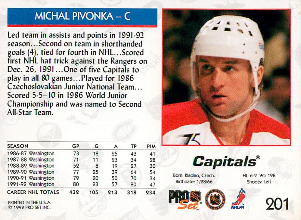 1992-93 Pro Set - Michal Pivoňka #201