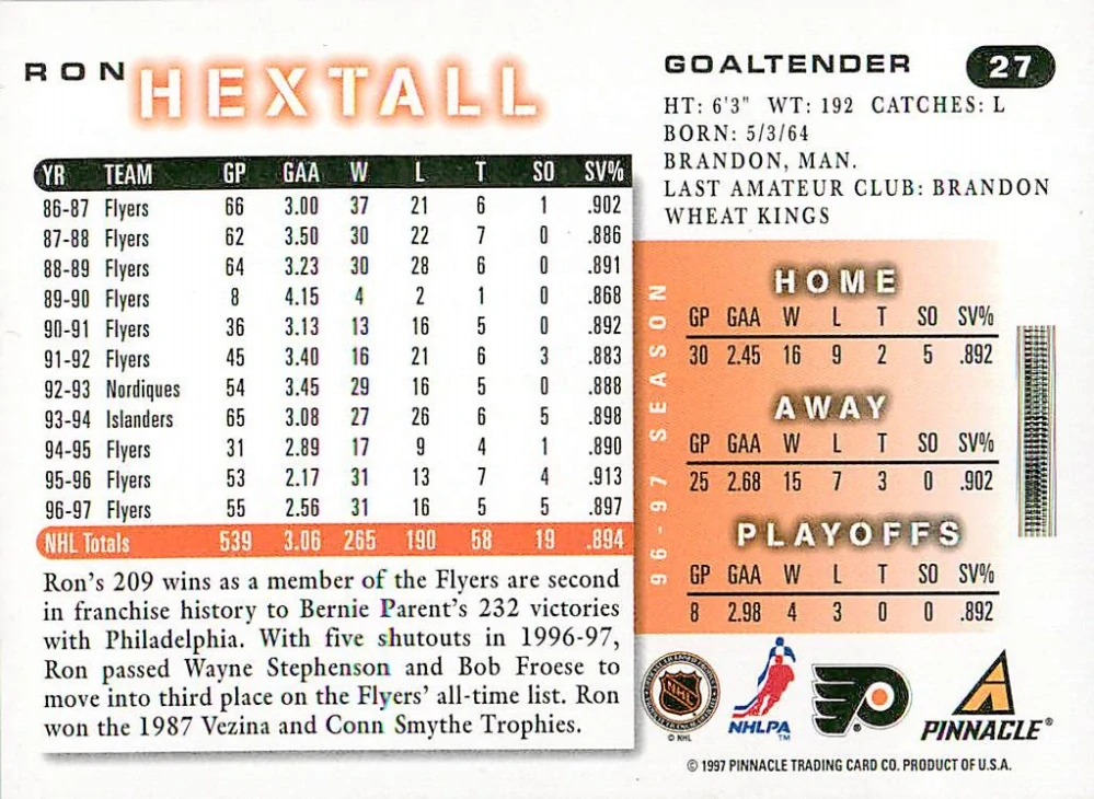 1997-98 Score - Ron Hextall #27