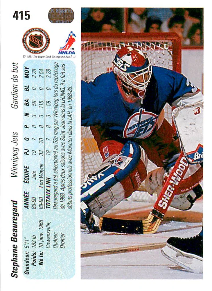 1990-91 UD Series - Stephane Beauregard (French) #415