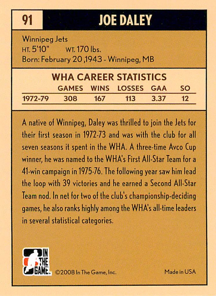 2007-08 ITG Between the Pipes - Joe Daley - The Rival League #91