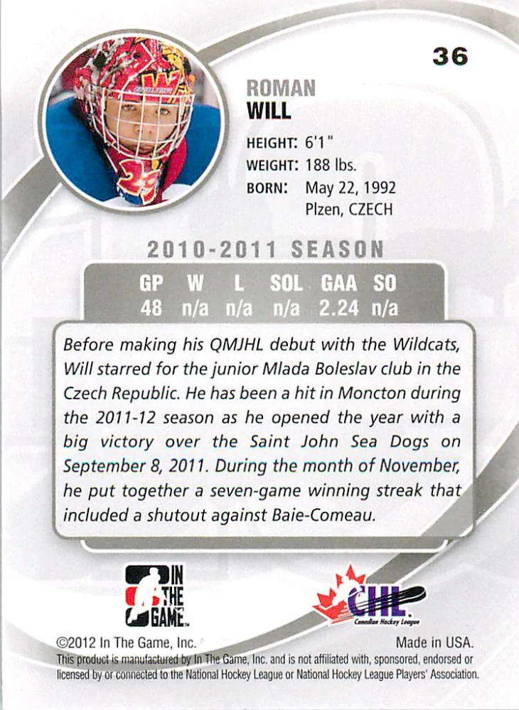 2011-12 ITG Between the Pipes - Roman Will - Future Stars #36
