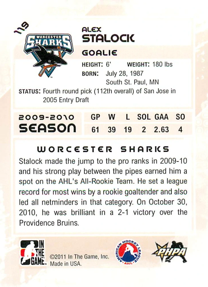2010-11 ITG Heroes and Prospects - Alex Stalock #119