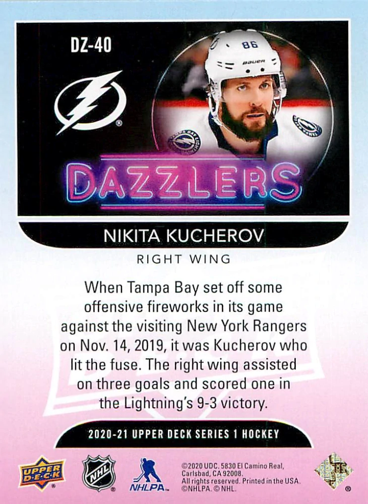 2020-21 UD Series 1 - Nikita Kucherov - Dazzlers Green #DZ-40