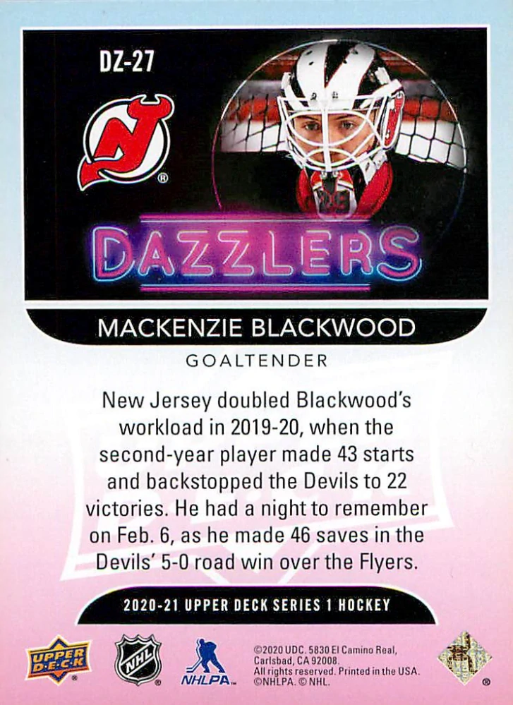 2020-21 UD Series 1 - Mackenzie Blackwood - Dazzlers Orange #DZ-27