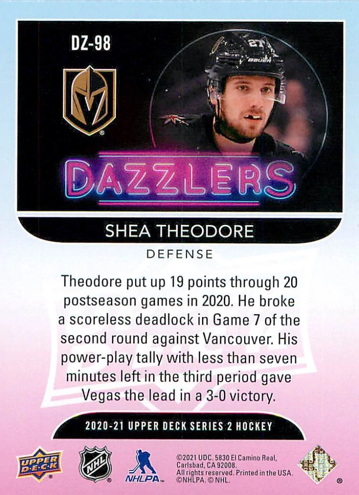 2020-21 UD Series 2 - Shea Theodore - Dazzlers Green #DZ-98