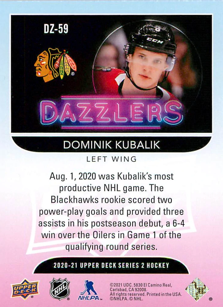 2020-21 UD Series 2 - Dominik Kubalík - Dazzlers Orange #DZ-59