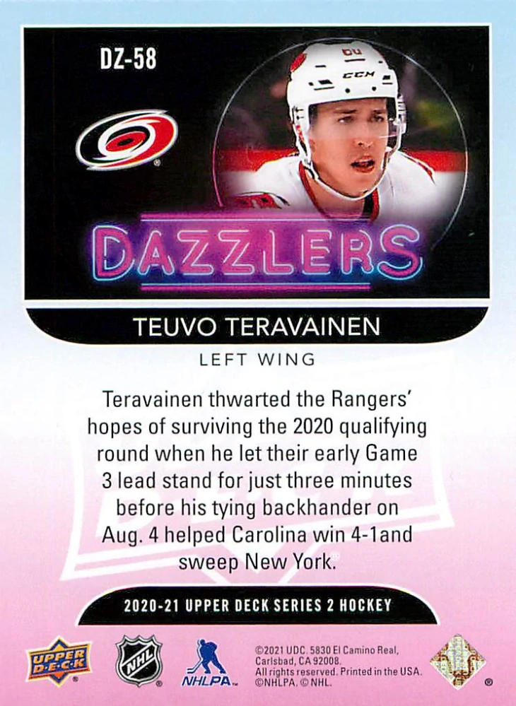 2020-21 UD Series 2 - Teuvo Teravainen - Dazzlers Orange #DZ-58