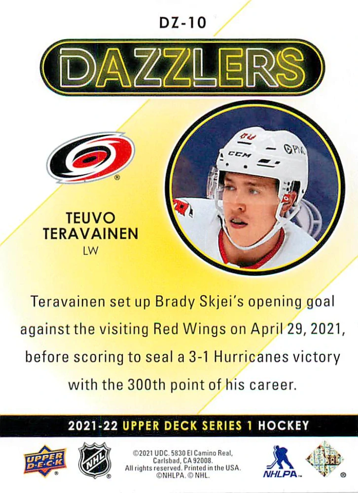 2021-22 UD Series 1 - Teuvo Teravainen - Dazzlers Blue #DZ-10