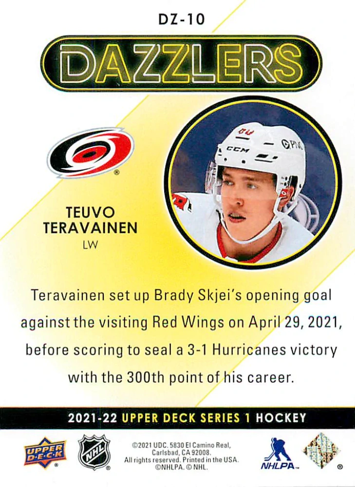 2021-22 UD Series 1 - Teuvo Teravainen - Dazzlers Green #DZ-10