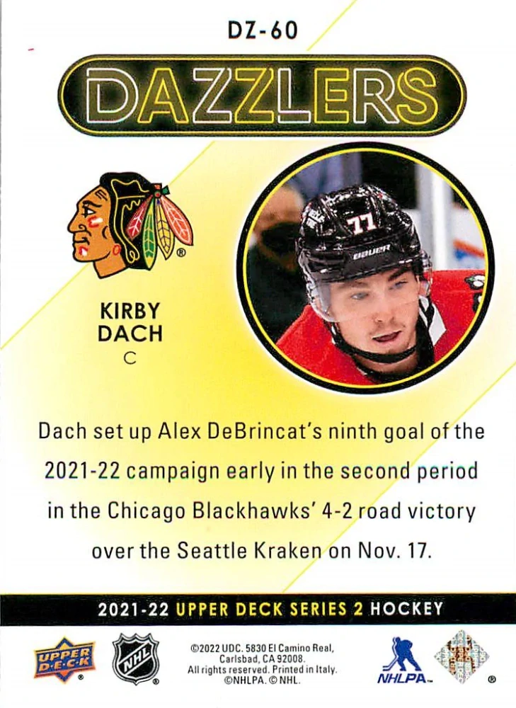 2021-22 UD Series 2 - Kirby Dach - Dazzlers Green #DZ-60