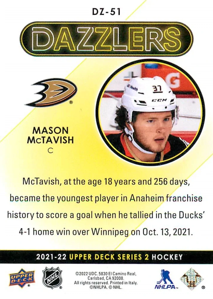 2021-22 UD Series 2 - Mason McTavish - Dazzlers Orange #DZ-51
