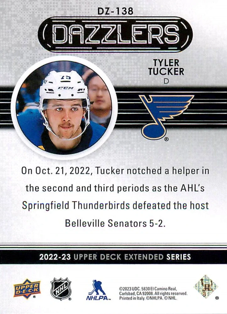2022-23 UD Extended Series - Tyler Tucker - Dazzlers Blue #DZ-138